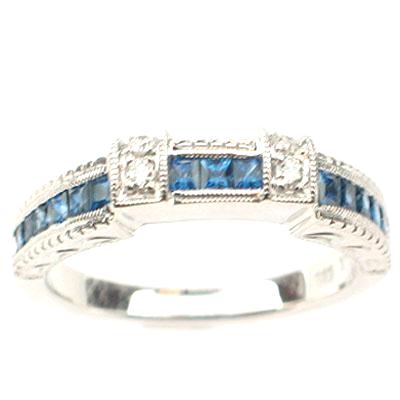 Wedding Bands on 67ct E Vs Blue Sapphire   Diamond Wedding Band Ring   Ebay
